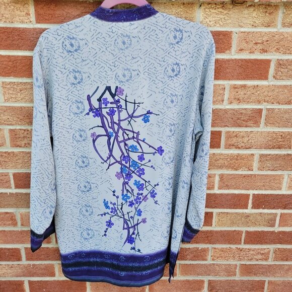 Chico's Design 100% Silk Tunic Women's Size Medium Mandarin Asian Design - Picture 2 of 6